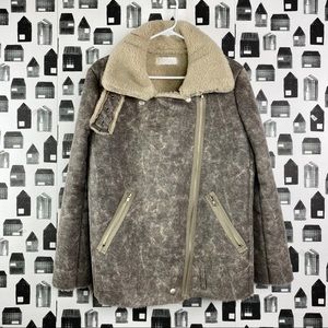 U-Turn | Brown Marble Sherpa Lined Utility Jacket